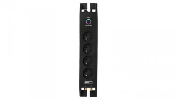 Listwa zasilająca przeciwprzepięciowa 1800J, TV, 4 gniazda 2m, czarna P54022