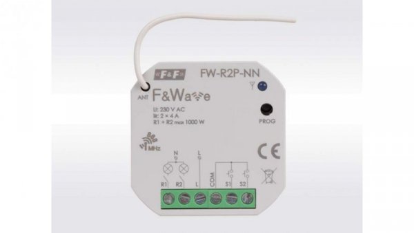 Dopuszkowy przekaźnik dwukanałowy braz przewodu N FiWave FW-R2P-NN