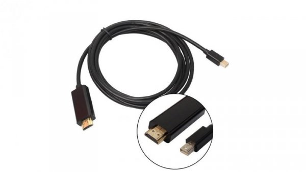 Kabel przyłącze wtyk mini Displayport - wtyk HDMI 10,8Gb/s 4K 30Hz wideo HD 3D HDCP 1.4 DP52 /2,5m/