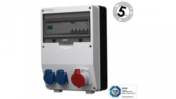 Rozdzielnica budowlana z licznikiem 3F Siemens pTD-S/FI 16A 2x230V gniazda Mennekes Schuko Doktorvolt 4784