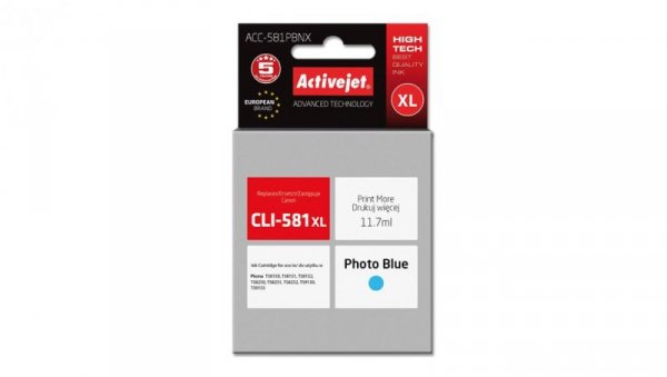Tusz Activejet ACC-581PBNX (zamiennik CLI-581PB XL Supreme 11,70 ml Photo Blue)
