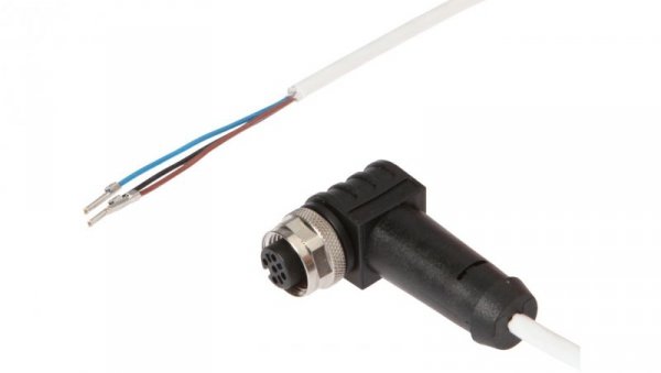 Złącze do samokonfekcjonowania M12 kątowa żeńskie druga końcówka niezarobiona 3-pinowe 5m PTFE 250V IP65 3x0.34mm² VK50H021