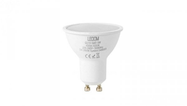 Żarówka LEDOM GU10 5W 4000K barwa neutralna 450lm 220-240V