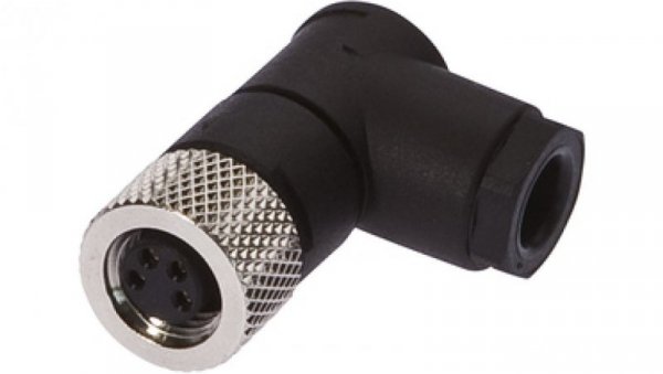 Gniazdo kablowe kątowe połączenie lutowane fi3,5-5mm 4A 30V -40-85stC M8 żeńskie 4pin IP67 VK003071