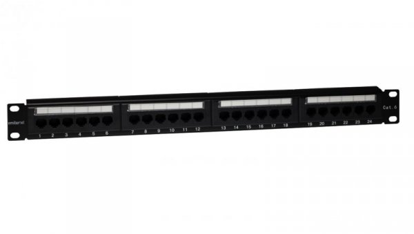 Panel 19 24 x RJ45 UTP kat. 6 (1U) z półką