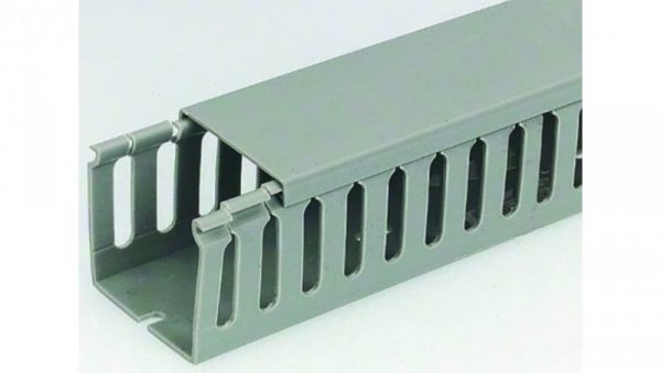 Koryto z rowkami do kabli Szary PVC Otwarty Koryto panelowe z otworami 25 mm 40mm 2m RS PRO