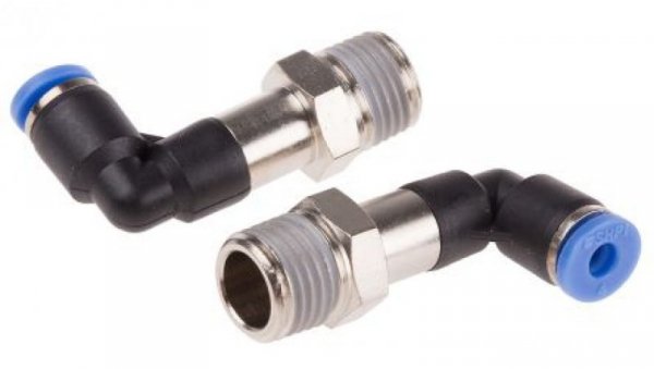 Złącze kątowe gwint R 1/4 męskie, Wciskane 4 mm RS PRO
