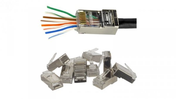 Wtyk modularny RJ45 8P8C kat.5e ekranowany FTP drut przelotowy NEKU /WORECZEK 10szt./