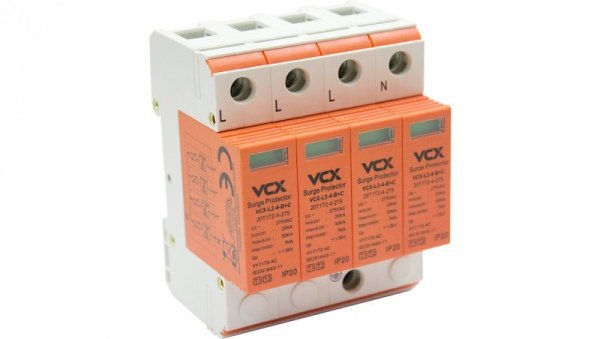 Ogranicznik przepięć 7kA AC 275V Typ T1+T2 ochronnik przepięciowy trójfazowy 3F 3-F In=20kA, Imax=50kA Iimp=7kA