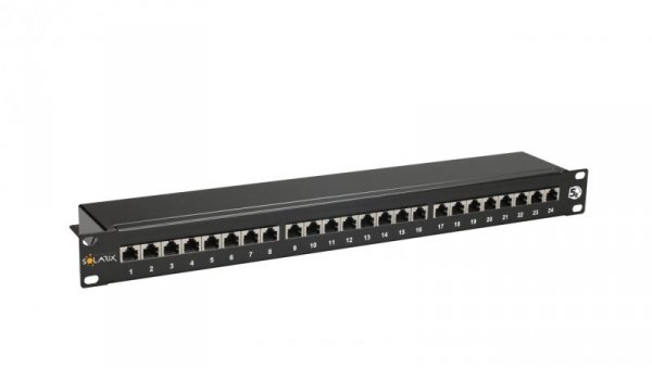 Patch Panel Solarix 24 x RJ45 CAT5E STP czarny 1U SX24-5E-STP-BK