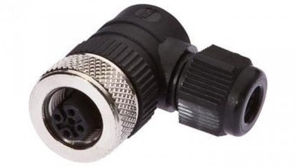 Gniazdo kablowe kątowe połączenie lutowane fi3-6,5mm 4A 60V -25-90stC M12 żeńskie 5pin IP67 VK003021