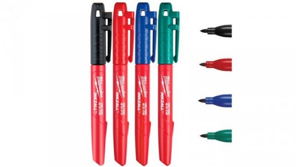 Marker budowlany 4 szt kolorowe 1mm INKZALL MILWAUKEE 48-22-3106