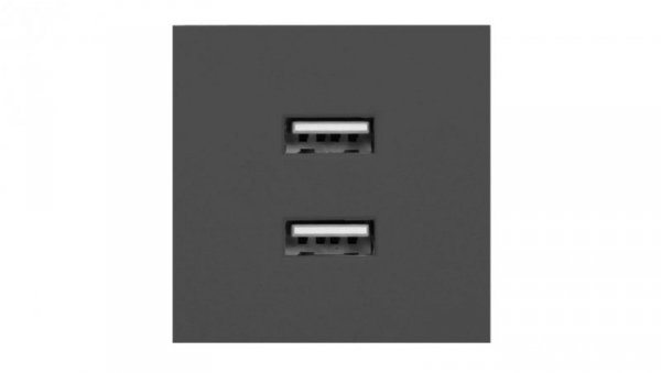 ORNO gniazdo modułowe czarne 2x USB ładowarka 45x45mm 2,1A 5V DC OR-GM-9010/B/USBX2