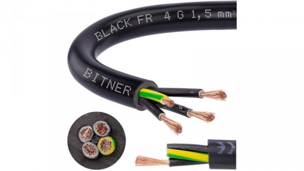 Przewód sterowniczy prądowy BiT 500 Black FR 300/500V 4x1,5 linka do ziemi Bitner /25m/