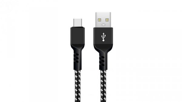 Kabel USB C Maclean, wspierający Fast Charge, przesył danych, 2.4A, 5V/2.4A, czarny, dł. 2m, MCE482