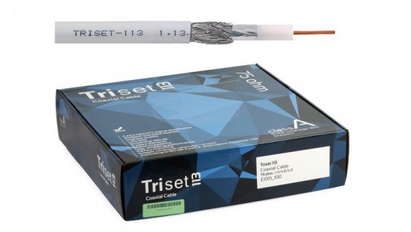Przewód antenowy 75ohm TRISET-113 1,13/4,8/6,8 Cu ekran 80 Triset /100m/
