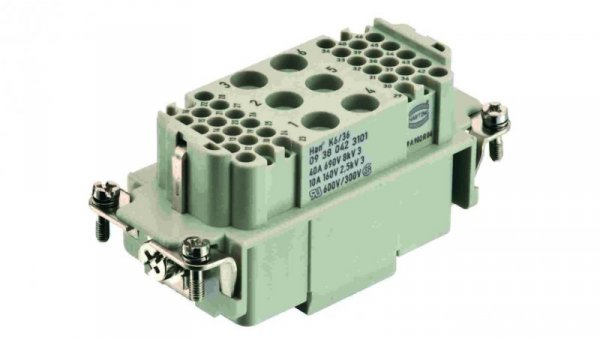 Złącze HAN prostokątne żeńskie 42pin 40A 690V 09380423101
