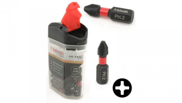 Bity udarowe PH2 25mm 20szt zestaw BIT krzyżowy - Schmith