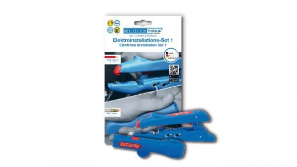 Ściągacz izolacji 0,5-6 mm² z zaciskarką do tulejek + nóż do kabli 8-13 mm / WEICON Electrical Installation Set 1 / 52881001