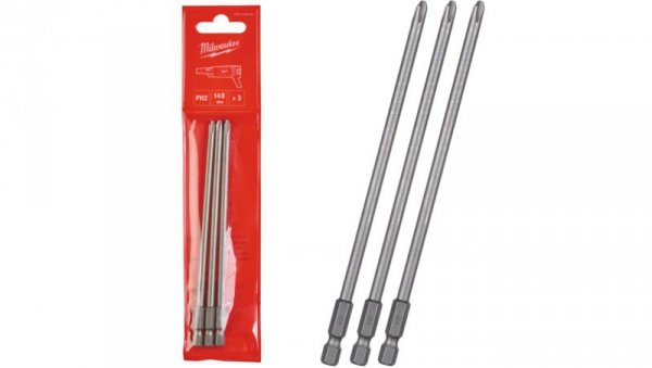 Bity do wkrętarki PH2 148mm 1/4 FSG 3szt MILWAUKEE