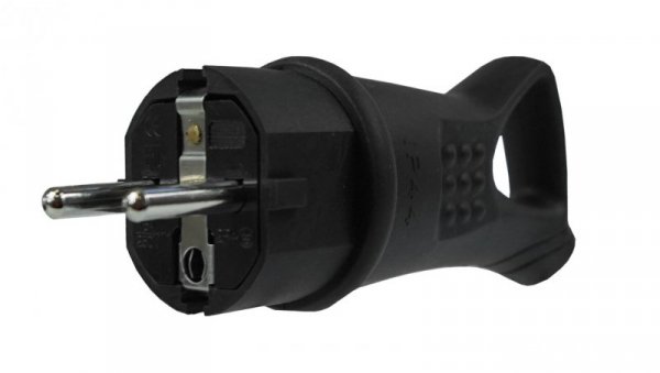 Wtyczka gumowa 16A 230V IP44 z uchwytem czarna