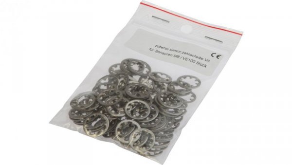 Akcesoria czujnika, Podkładka ząbkowana M8, Ø15mm 0, 8wysokość, 15x0,8mm, Stal nierdzewna, AY000147