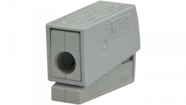 Szybkozłączka przelotowa 2x 1,0-2,5mm2 uniwersalna (na drut / na linkę) 400V/24A ORYGINALNA 100szt. 224-101