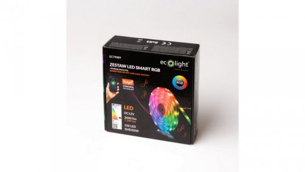 ZESTAW LED SMART TUYA MUZYCZNY 5050 30 diod/m 36W 12V IP20 RGB /TAŚMA 5050 5m+STEROWNIK RGB+ ZASILACZ 12V + PILOT/ EC79989