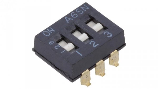 Przełącznik DIP-SWITCH Ilość sekcji 3 ON-OFF 0,025A/24VDC A6SN3101