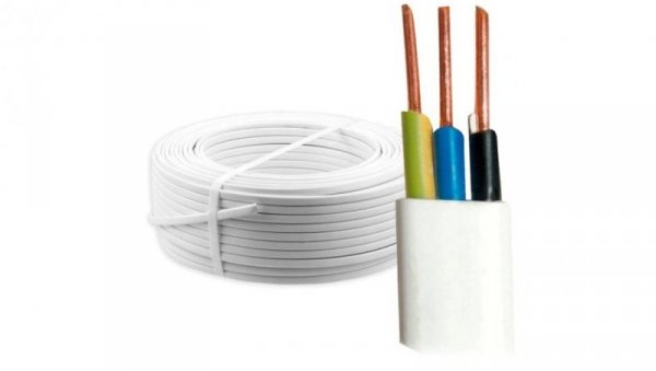 Kabel YDYp 3x1,5mm2 450/750V 100mb krążek przewód elektroinstalacyjny biały 3x1,5