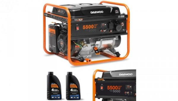 Zestaw agregat prądotwórczy 5.0kw + 2x olej SAE 10W-30 (GDA 6500) DAEWOO
