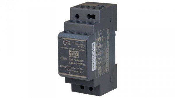 Zasilacz na szynę DIN 12V 2A 24W uniwersalny HDR MEAN WELL
