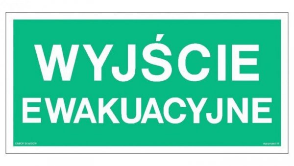 ZNAK - AA001 Wyjście ewakuacyjne 60 x 30 cm PS - Płyta 1mm foto.