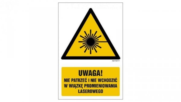 ZNAK - GF014 Uwaga - nie patrzeć i nie wchodzić w wiązkę promieniowania laserowe 50 x 75 cm KN - Folia podłogowa