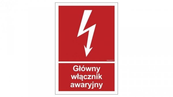 ZNAK - BC035 Główny włącznik awaryjny 35 x 51,8 cm PS - Płyta 1mm foto.