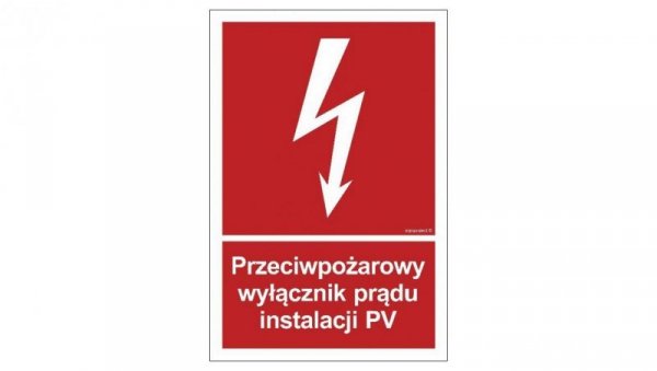 ZNAK - BC145 Przeciwpożarowy wyłącznik prądu instalacji PV 35 x 51,8 cm KS - Folia podłogowa foto.