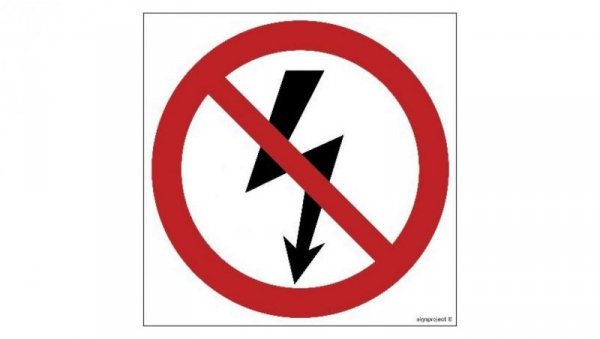 ZNAK - GB005 Nie załączać urządzeń elektrycznych 10 x 10 cm KS - Folia podłogowa foto.