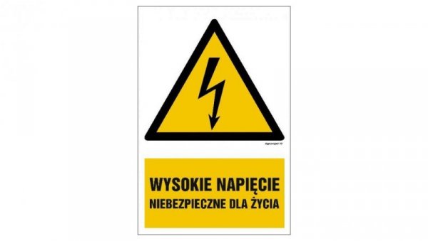 ZNAK - HA004 Wysokie napięcie niebezpieczne dla życia 20 x 30 cm FN - Folia samoprzylepna