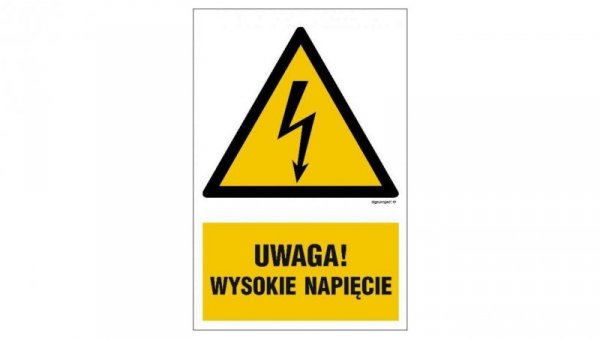 ZNAK - HA016 Uwaga wysokie napięcie 25 x 37,5 cm FN - Folia samoprzylepna