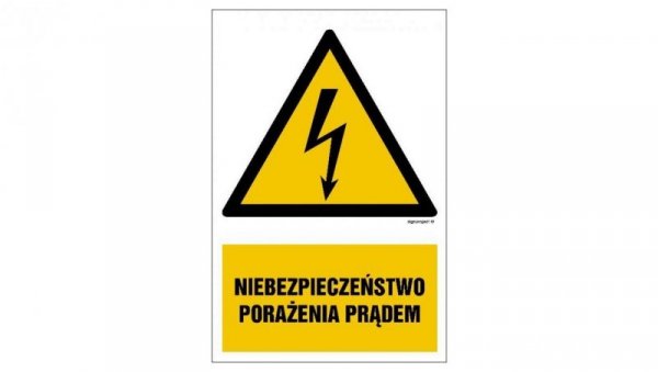 ZNAK - HA031 Niebezpieczeństwo porażenia prądem 10 x 15 cm FN - Folia samoprzylepna