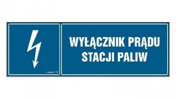 ZNAK - HH020 Wyłącznik prądu stacji paliw 15 x 5 cm PN - Płyta 1mm