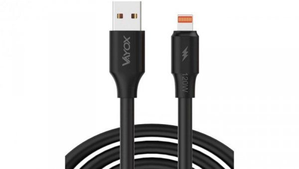 Kabel USB - lightning 120W 3A 1m fast line czarny VA0120 Vayox