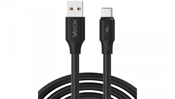 Kabel USB - USB-C 120W 3A 1m fast line czarny VA0121 Vayox
