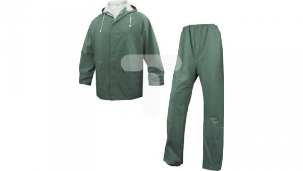 Komplet przeciwdeszczowy bluza + spodnie z poliestru obustronnie powlekanego PVC kolor zielony rozmiar M CORPEN304VETM2