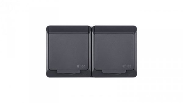 HERMES Gniazdo podwójne z/u 2P+Z SCHUKO IP44 antracyt 0325-07