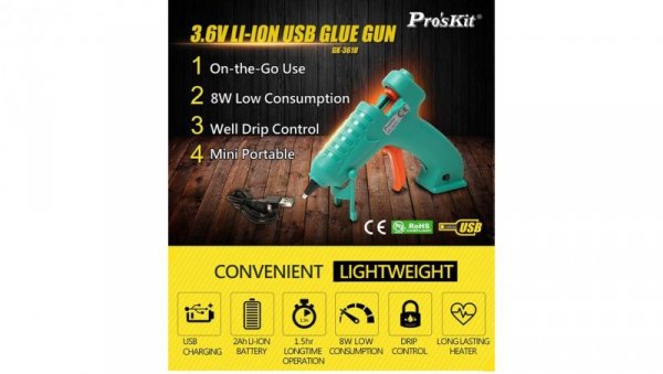 Pistolet akum. do kleju na gorąco GK-361U 8W/3,6V 20748