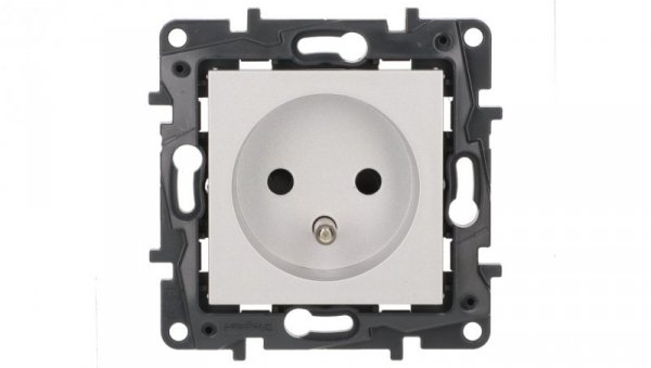 Niloe Step Gniazdo zasilające 2P+Z, zaciski automatyczne, z przesłoną aluminium 863333