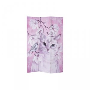 Parawan DKD Home Decor Kot Płótno 120 x 2,5 x 180 cm Sosna