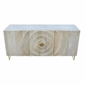Kredens DKD Home Decor 160 x 45 x 75 cm Złoty Metal Biały Drewno mango