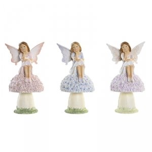 Figurka Dekoracyjna DKD Home Decor Niebieski Różowy Liliowy Wróżka 9,5 x 8 x 17 cm (3 Części)